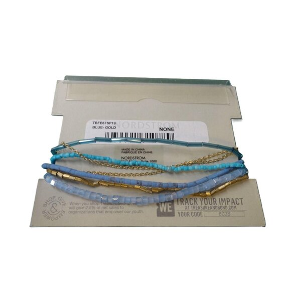 Treasure & Bond Tonal Bead Magnetic Bracelet Blue Gold from Nordstrom NEW - Picture 2 of 5
